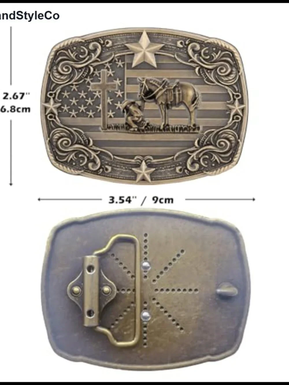 Vintage Western Cowboy Rodeo Cross Prayer Horse Belt Buckle Men